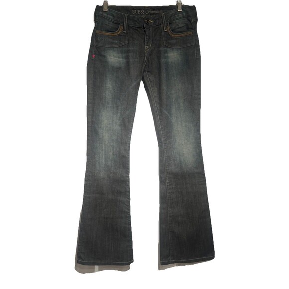 GUESS  Vintage Flare Jeans Women's Size 27/4 Dark Denim Low Rise Retro Y2K - Picture 2 of 11